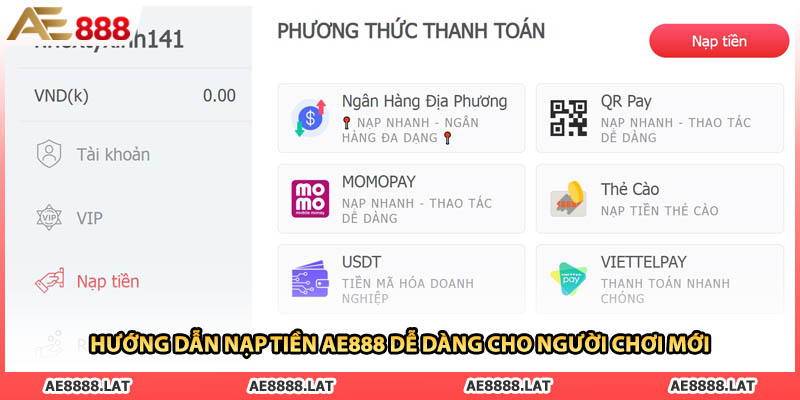 Hướng dẫn nạp tiền AE888 dễ dàng cho người chơi mới